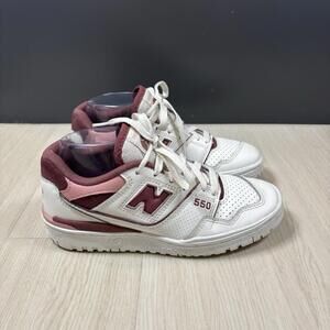 New Balance Shoes Womens Size 7 B 550 White Washed Burgundy Athletic Sneakers